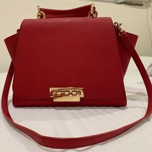 Zac Posen Eartha red trapeze bag
